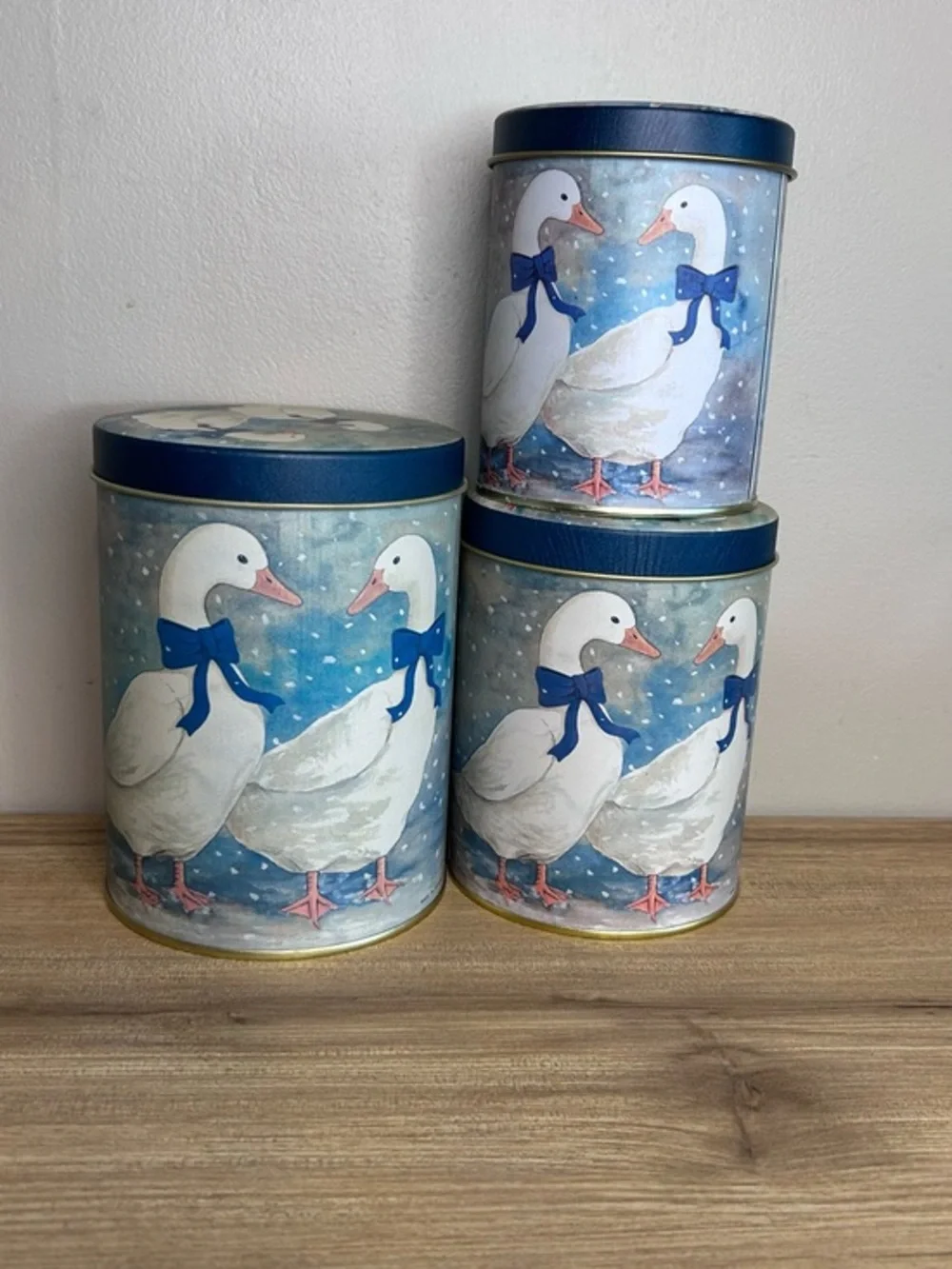 Vintage Blue & White Duck Canister Set